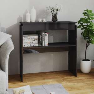 Everill High Gloss Console Table With Undershelf In Grey