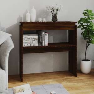 Everill Wooden Console Table With Undershelf In Brown Oak