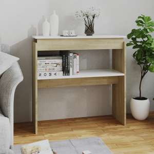 Everill Wooden Console Table With Undershelf In White Sonoma Oak