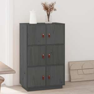 Everix Pinewood Storage Cabinet With 6 Doors In Grey