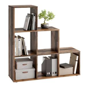 Evren Bookcase And Room Divider With 6 Shelves In Old Style