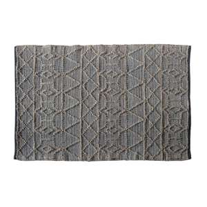 Exeter Large Fabric Geometric Tribal Rug In Black