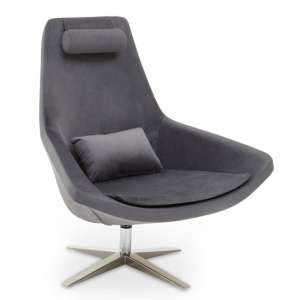 Exira Velvet Upholstered Armchair In Grey