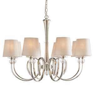 Fabia 8 Lights Marble Shades Pendant Light In Polished Nickel