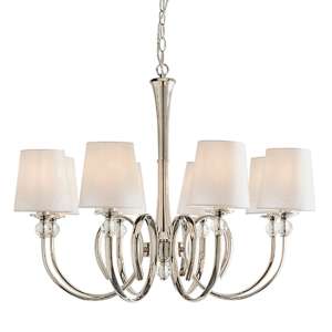 Fabia 8 Lights White Shades Pendant Light In Polished Nickel