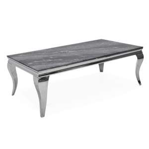 Fabiro Large Marbled Glass Coffee Table In Grey