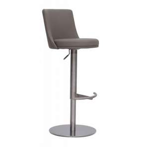 Banbury Bar Stools In Brushed Stainless Steel and Taupe PU Base