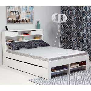 Fabio Wooden Double Bed With Drawers In White