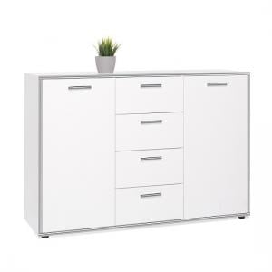 Fable Wooden Sideboard In White With 2 Doors And 4 Drawers