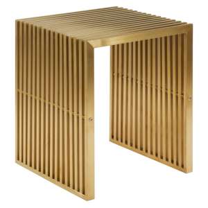 Fafnir Square Edged Stainless Steel Side Table In Gold