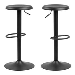 Fairlee Matt Black Metal Bar Stools In Pair