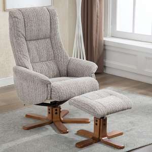 Fairlop Fabric Swivel Recliner Chair And Footstool In Wheat