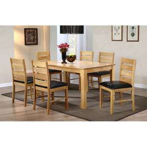 Fauve Wooden Dining Set In Natural With 6 Chairs