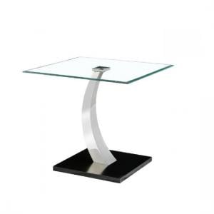Payne Glass Lamp Table In Clear With Black Steel Base