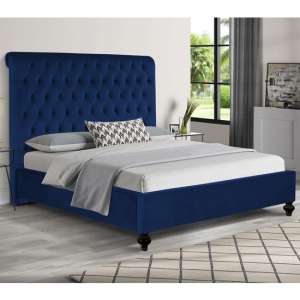 Fallston Plush Velvet Single Bed In Blue