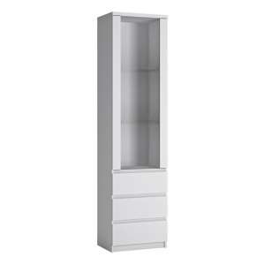 Fank Tall 1 Door 3 Drawer Glazed Display Cabinet In Alpine White