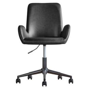 Faraday Swivel Faux Leather Office Chair In Charcoal