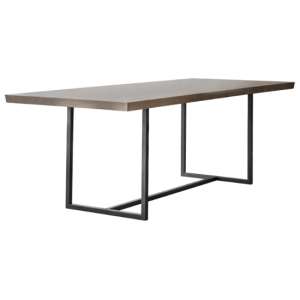Fardon Wooden Dining Table With Metal Frame In Grey Wash