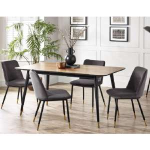 Farica Rectangular Dining Table With 4 Daiva Grey Chairs