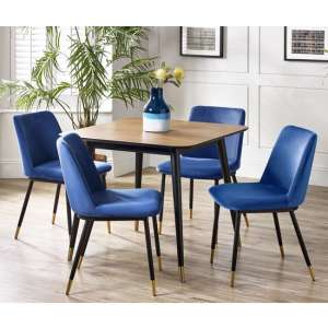 Farica Square Dining Table With 4 Daiva Blue Chairs