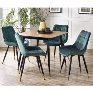 Farica Square Dining Table With 4 Hadas Green Chairs