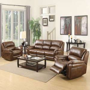 Farnham Leather 3 Seater Sofa And 2 Armchairs Suite In Tan