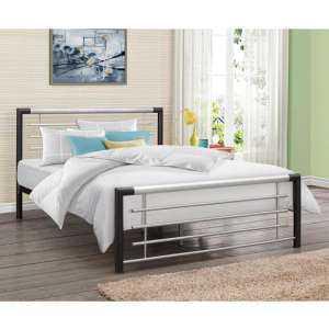 Faro Steel Small Double Bed In Black And Silver