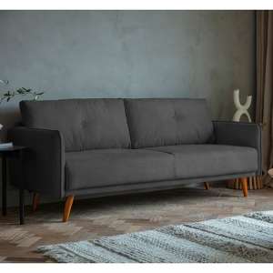 Farringdon Fabric Upholstered 2 Seater Sofa In Dark Grey