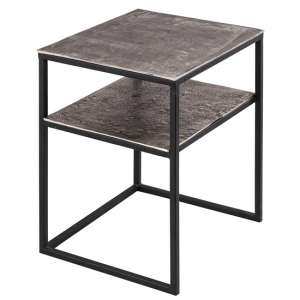 Farron Small Metal Side Tables In Silver With Undershelf