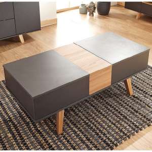 Melbourn Coffee Table In Grey And Oak Effect With Lift Up Top