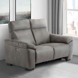 Farrow Fabric Electric Recliner 2 Seater Sofa In Grey