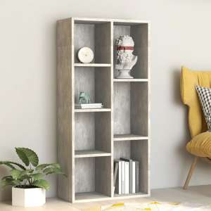 Feivel Wooden Bookcase With 7 Shelves In Concrete Effect