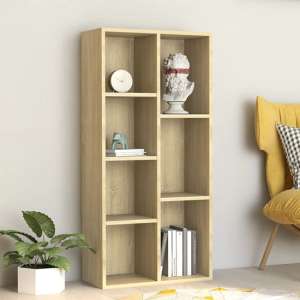 Feivel Wooden Bookcase With 7 Shelves In Sonoma Oak