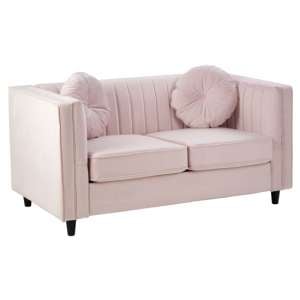 Lismore Upholstered Velvet 2 Seater Sofa In Pink