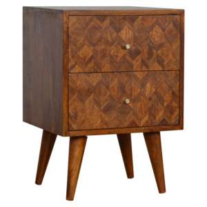 Felix Wooden Bedside Cabinet In Chestnut With 2 Drawers