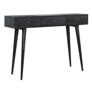 Felix Wooden Console Table In Ash Black With 3 Drawers