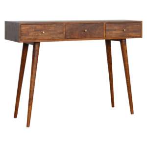 Flee Wooden Mixed Pattern Console Table In Chestnut