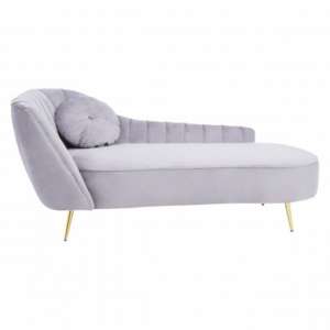 Felizio Left Arm Velvet Lounge Chaise Chair In Grey