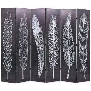 Femi Feathers 228cm x 170cm Room Divider In Black And White