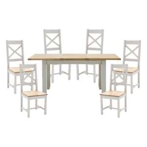 Ferndale Extending Large Dining Table With 6 Cross Back Chairs