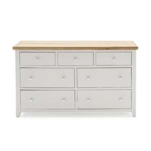 Ferndale Large Wooden Chest Of Drawers In Grey With Oak Top