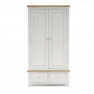 Ferndale Wooden 2 Doors 2 Drawers Wardrobe In Grey With Oak Top