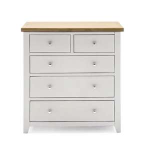 Ferndale Wooden Chest Of Drawers In Grey With Oak Top
