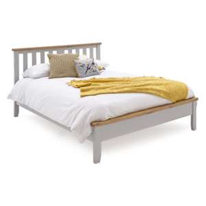 Ferndale Wooden Low Footboard Double Bed In Grey And Oak