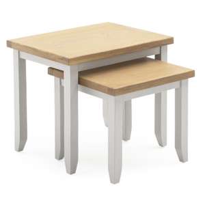 Ferndale Wooden Nest Of Tables In Grey With Oak Top