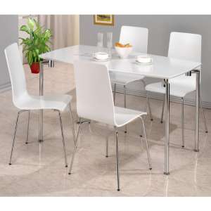Filia High Gloss Dining Table In White With 4 Chairs