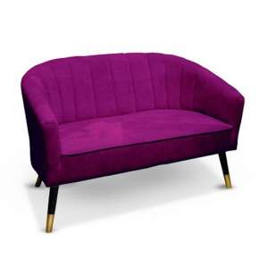 Fiore Velvet 2 Seater Sofa In Violet With Wooden Legs
