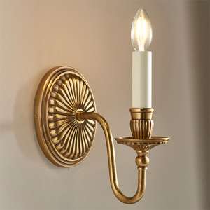 Fitzroy 1 Light Wall Light In Solid Brass And Gloss Ivory