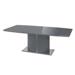 Falstone Extending Wooden Dining Table In Grey High Gloss