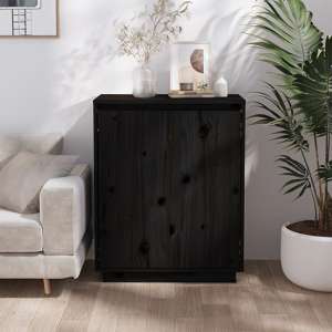 Flavius Solid Pinewood Sideboard With 2 Doors In Black